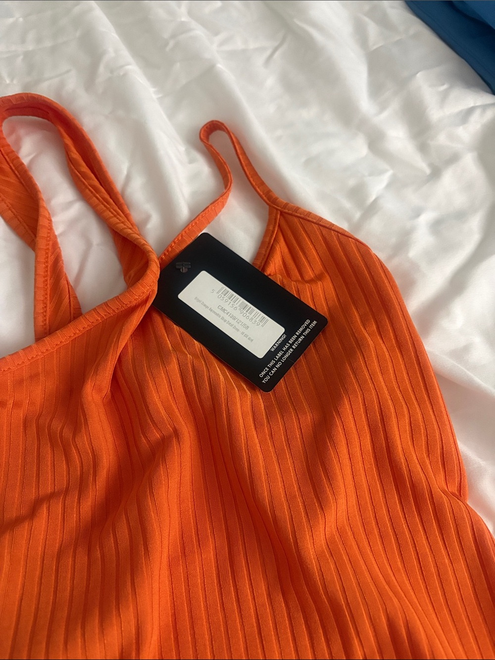 PrettyLittleThing One-Shoulder Ribbed Dress - Orange - Picture 2 of 3